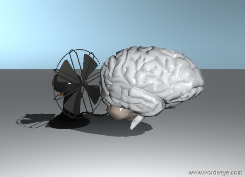 Input text: the brain is in front of the fan