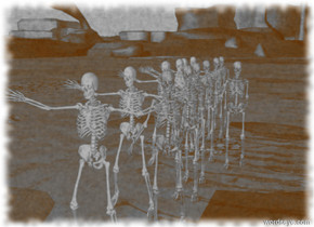 Twenty skeletons are next to a skeleton.