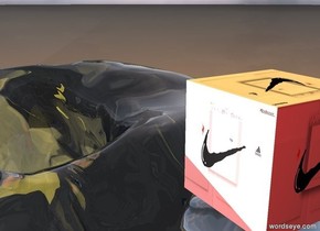 the [nike] is in the big clear snow cave.
the huge  [fila]
 light is above the athlete. 
the humongous lemon light is in front of the [nike]
.
the camera light is red.
it is morning.
