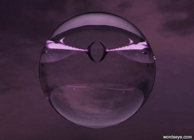 Input text: neptune is 888 feet above the ground. it is transparent. there are 2 fish 3 feet in neptune. the first fish is facing right. the second fish is facing left. there are 8 blue lights on the first fish. there are 8 red lights on the second fish. it is night. the ambient light is violet. 