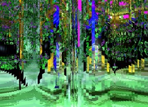 a huge silver book. a 1st shiny bush is 3 feet in front of the book. the ground is malachite green. a 2nd large silver bush is 5 feet behind the first bush. the sun is forget me not blue. a gold light is 5 feet above the animal.a 6 foot tall shiny blue night glider is in front of the 1st bush. a 20 foot tall shiny gold building is 15 foot in front of the 2nd bush. the sky is fuchsia. a lavender light is 10 feet above the 1st bush.