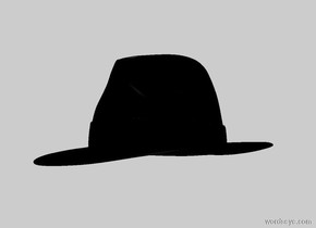 a matte black hat. a white backdrop. sun is black. ambient light is white. camera light is black. a light is 10 feet above the hat.
