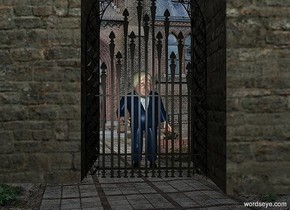 a boris.a gate is 1 feet in front of the boris.a 1st wall is right of the gate.a 2nd wall is left of the gate.