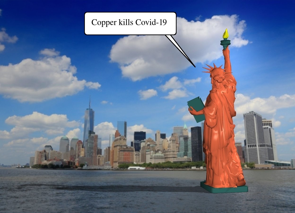 Input text: the copper statue of liberty is in New York.