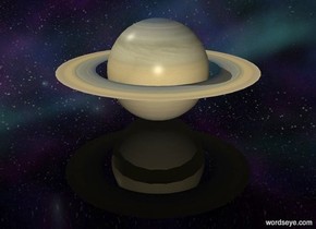 Saturn is on the ground. Saturn is tilted 45 degrees.

The sky is stars. The ground is transparent.
 
It is evening