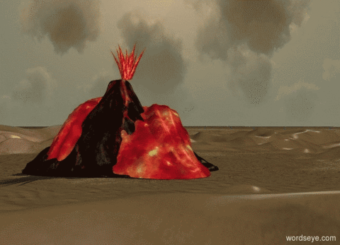 Animated volcano by jarble (on WordsEye)